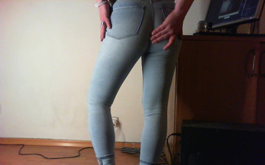 Gay in extreme tight white sexy jeans for girls