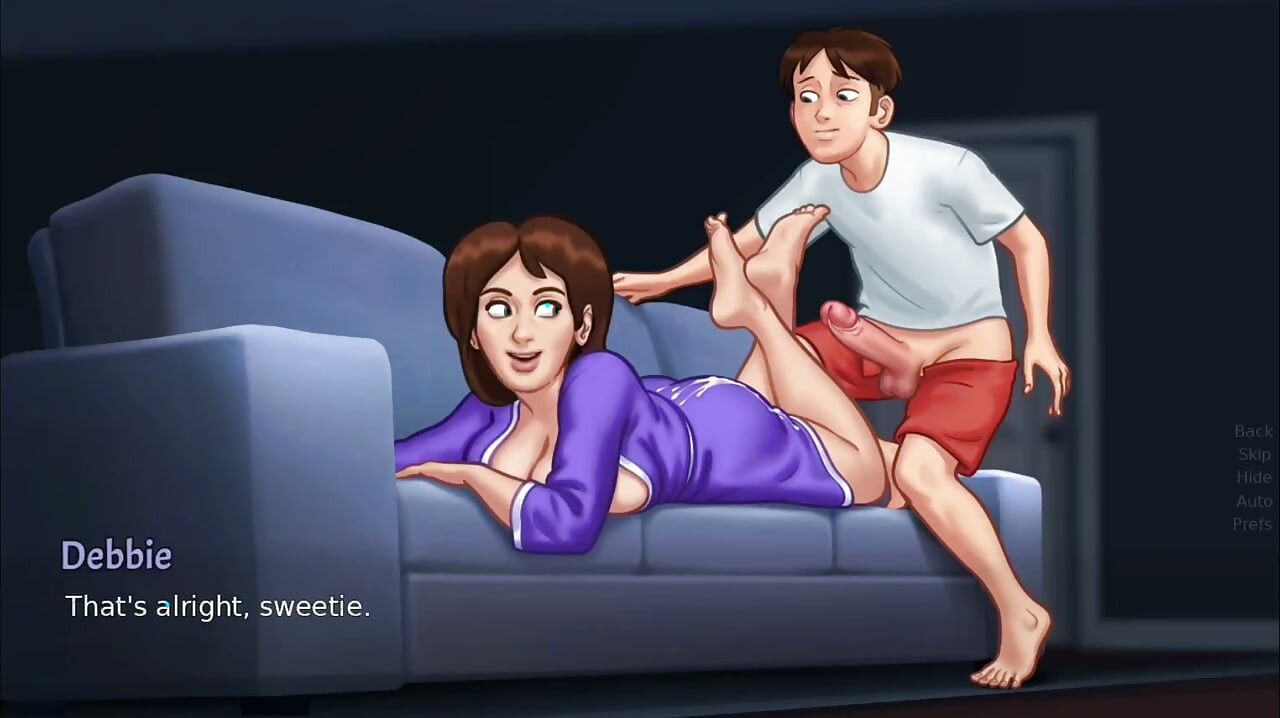 Landlady berpantat besar memberikan blowjob dan footjob, dia pancut pada pantatnya - permainan saga musim panas bahagian 2