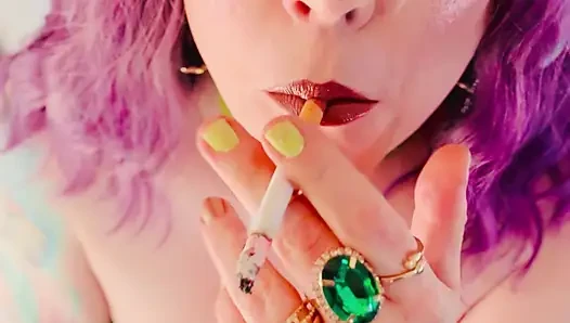 The Lovely Miss Tina Snua Smokes A Cigarette With Dangles, Drifts & Close Ups