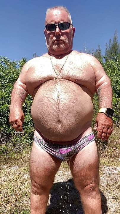 Mark Fletcher wet piss soaked  panties cumming in the woods aging