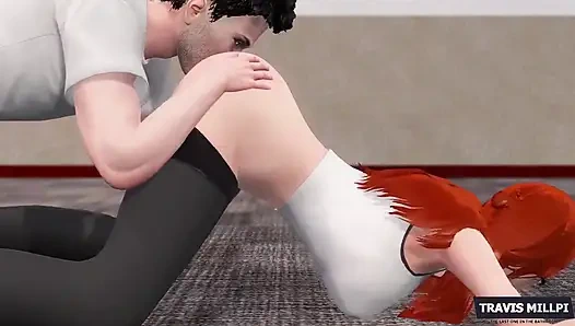 Seksi hatun yoga pantolonuyla çalışıyor