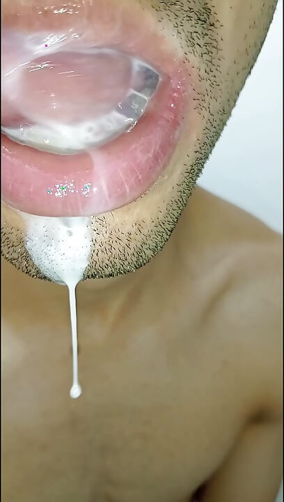Cum in my mouth, play with your cum, and swallow it, sexy, femboy, trans, gay naughty, tongue, sloopy, six pack, fitness teen