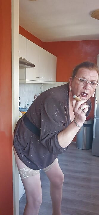 Enjoying a cigar while enjoying my dildo