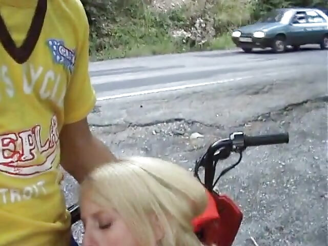 European teen picked up and fucked on the side of the road
