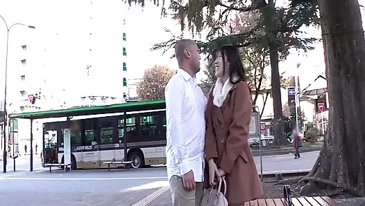 Public Plaza Kiss Addict Begs for More Keeps Kissing on the Move Then Oral and Mouth Finish
