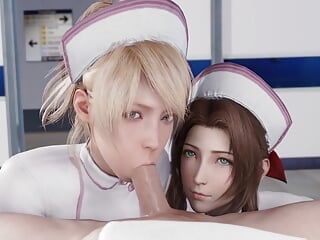 Verpleegster Luna en Aerith zuigen grote lul versie 3