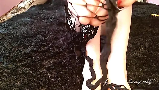 Glas in behaarter muschi, creampie, fetisch mit strümpfen, russische MILF Ginnagg