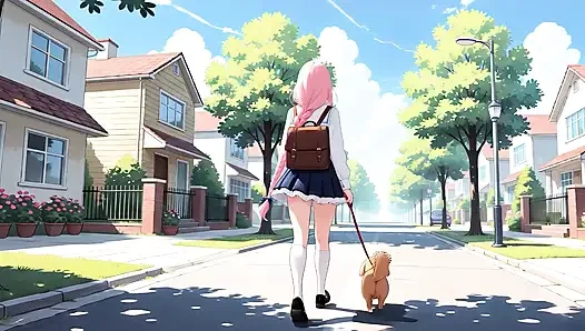 Lustful Pink Haired Cutie Outdoor Stroll to Bedroom Soft