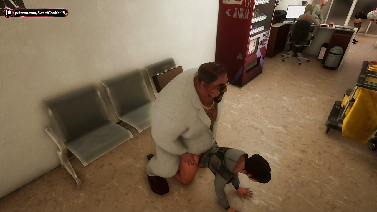 Public Hallway Sex - Fat Man & Cleaner