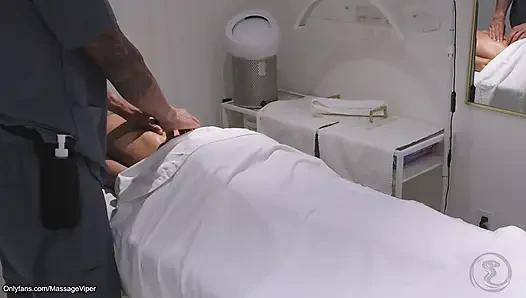 Real Massage Therapist Gets Sucked and Fucked by Fit Blonde Client