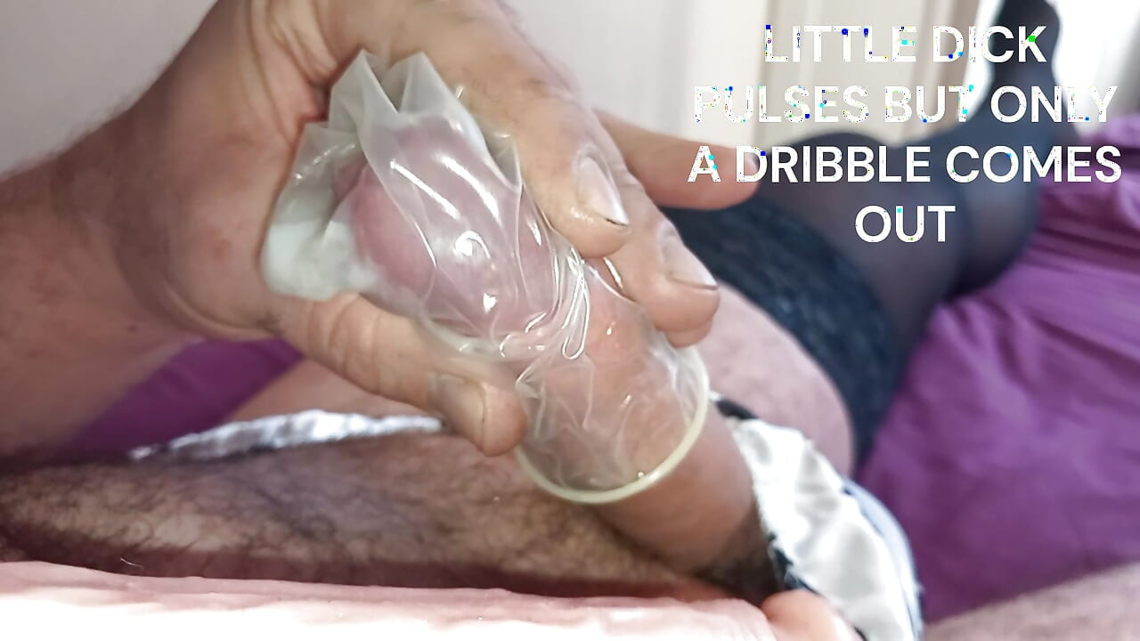 Small penis humiliation SPH in sissy satin panties and cum in condom.