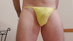 Yellow panties showing off bulge
