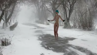 Nude girl dancing in blizzard