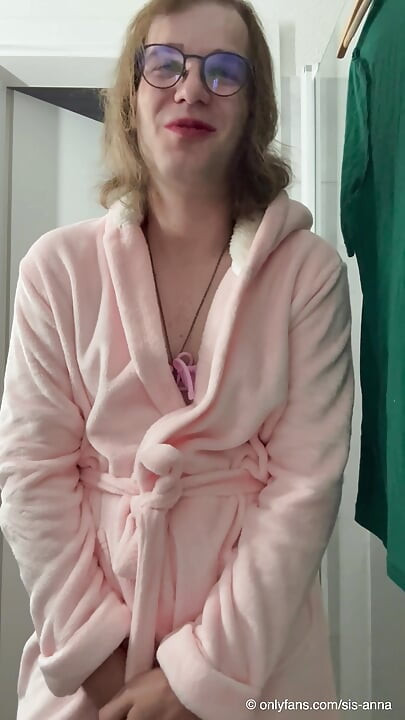 Sissygirl Anna taking a Shower with her Dildo - Amateur Femboy Anal n Blow Porn