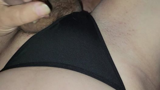 Black thong masturbating