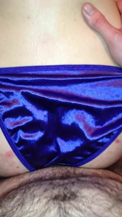 fuck in satin blue panties