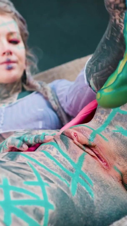 TATTOOED hippie ANAL fuck herself with dildo with BIG DICK | Clip 1