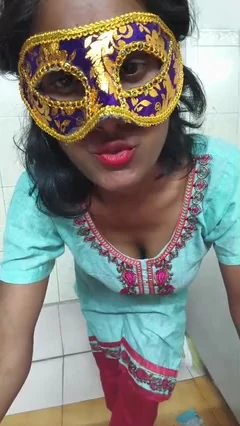 Indian Housewife in bathroom