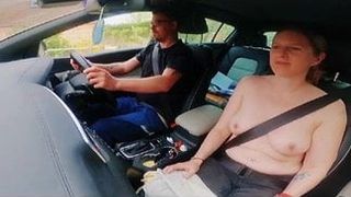 Step Mom gives driving lesson and asks stepson to pull over for blowjob