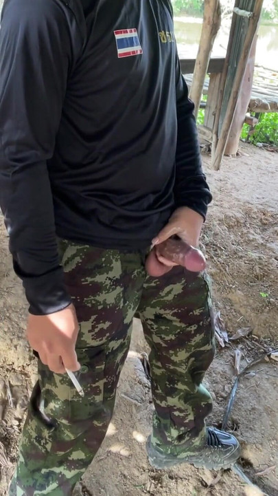 Powerful moment from "Military jerk off while smoking"