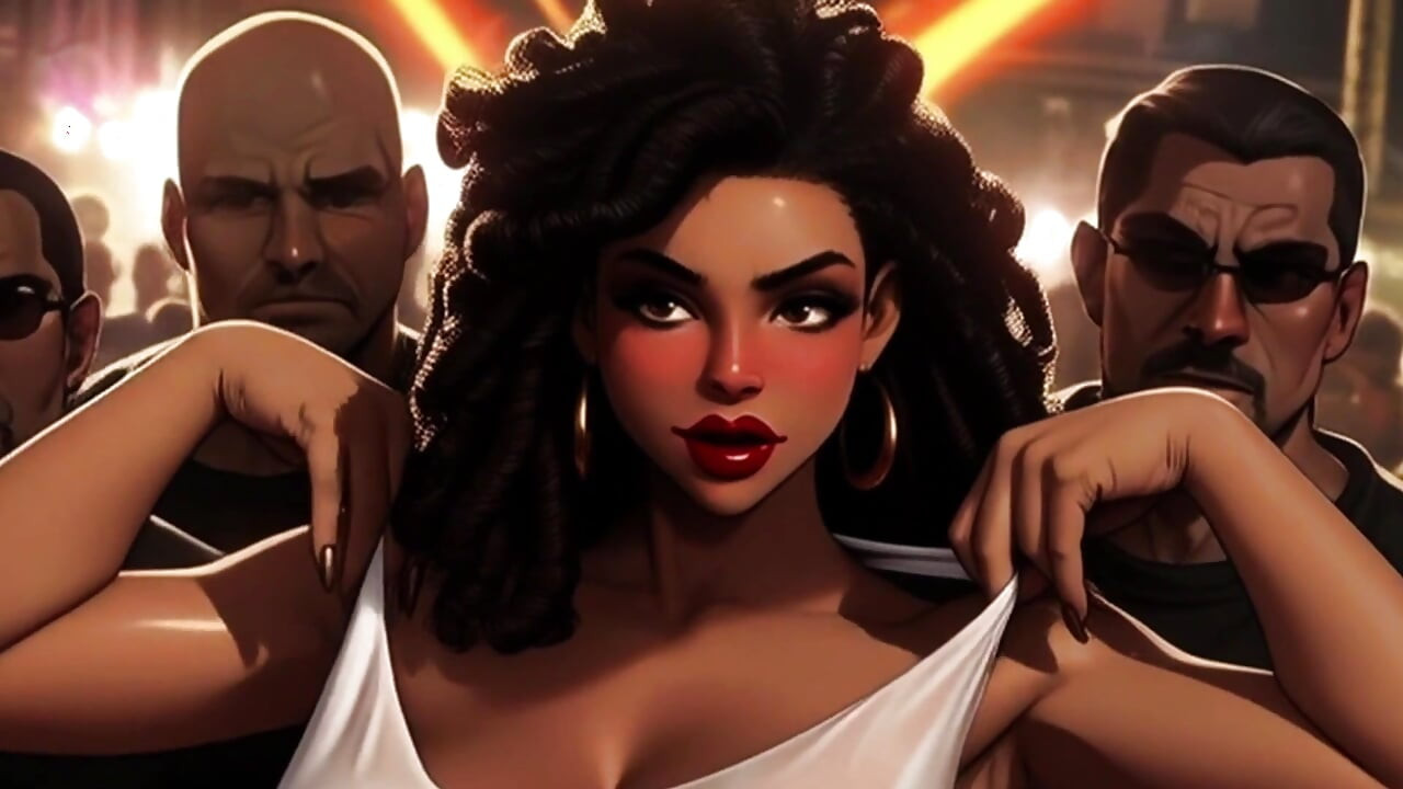 Tifa cu țâțe mari adoră să sugă pula neagră în toons picant: Tifa in a mosh pit