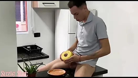My Stepmom Catches Me Masturbating with Cake She Made for My Stepdad, She Punishes Me with Very Hardcore Sex