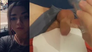 Busting my balls and cumming to Maisie Williams