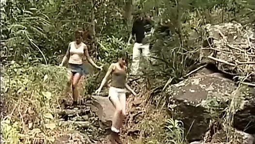Guy gets his cock rode outdoor next to the pond