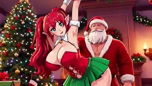 Santa give special gift to busty milf on Christmas