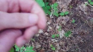 Éjacule dans la forêt après le travail