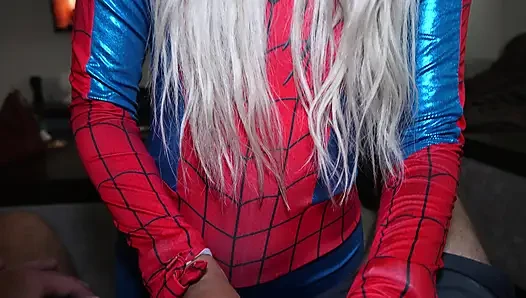 SpiderGirl Gets Covered in a Web of Her Step Bros Cum!
