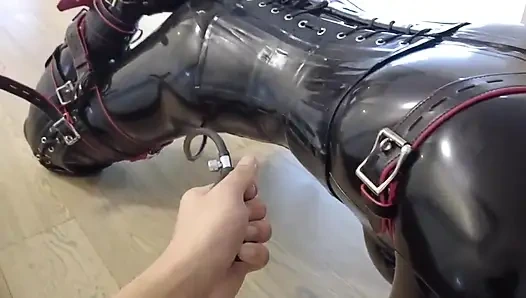 Mz12 - Latex-bound Puppy Vibrates to Reach Orgasm