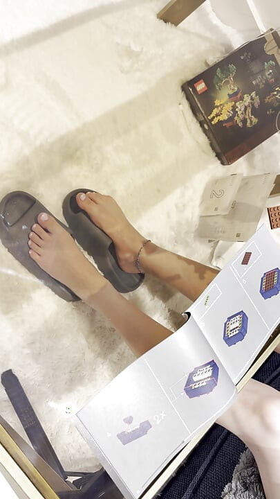 My Feet on Display While I Build Lego