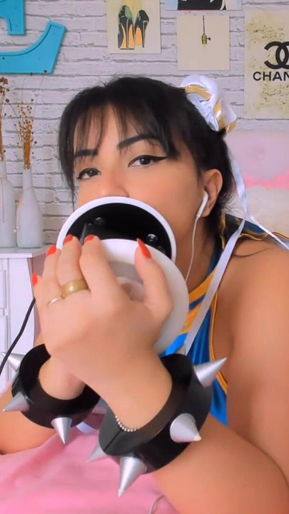 ASMR PORN INTENSE CHUN LI COSPLAY EMANUELLY RAQUEL EAR LICKING AHEGAO BLOWJOB AND TITSFUCK | Clip 1