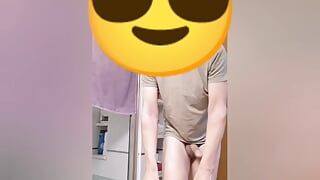Hot guy's morning routine and cumshot before shower
