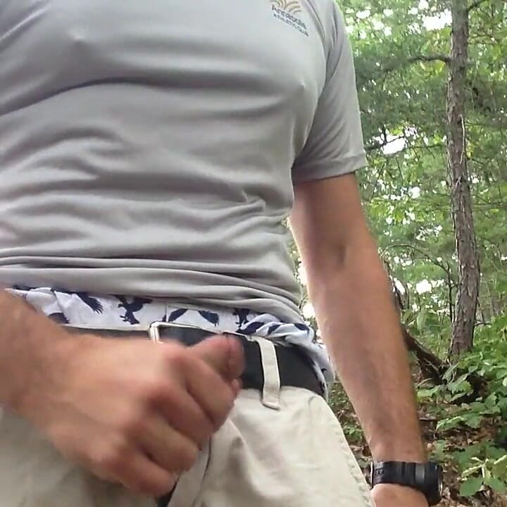 Jerking-off by the Water, at the Public Park, Sagging, American Eagle Boxers. Extended