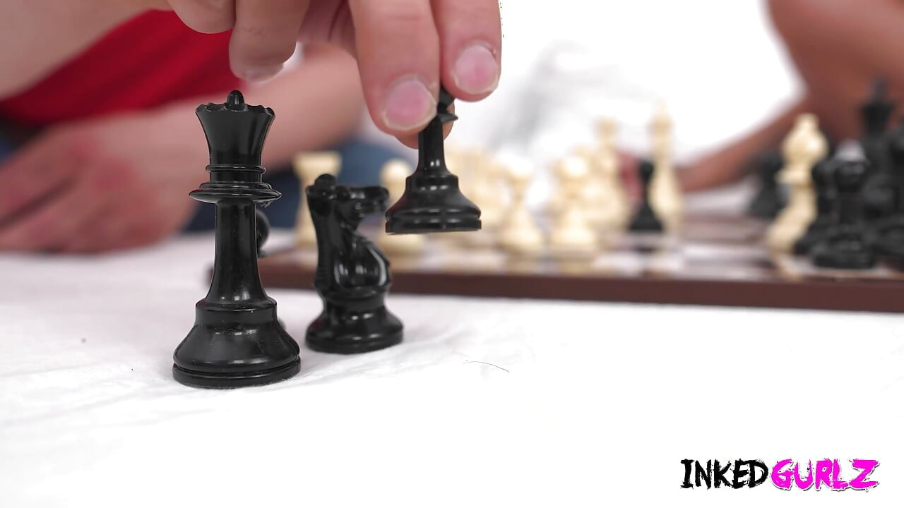 Inked Gurlz - A Tattooed Blonde with Big Tits Fucked Hard While Playing Chess