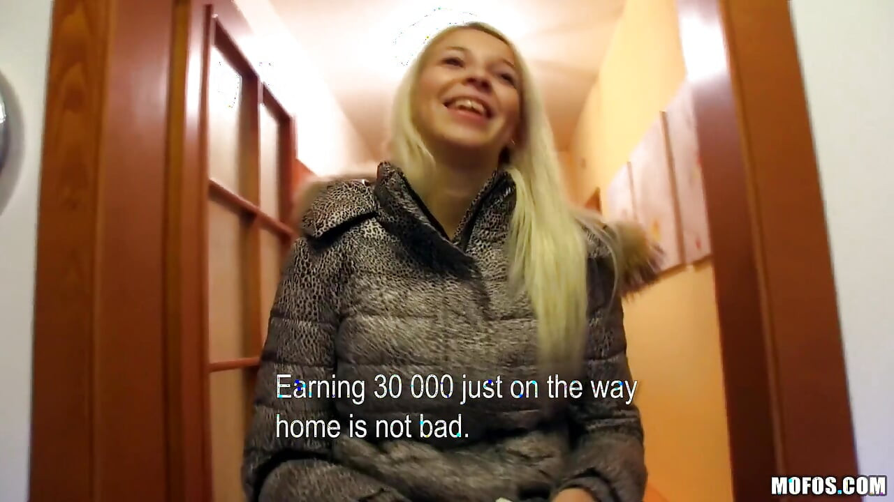 Public Pickups - Young Blonde Karol Lilien Gets Persuaded by Green Bills for a Shower Blowjob & POV Handjob with Martin