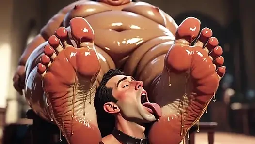 Submissive Men Licking Sweaty Feet of Fat SSBBW - Compilation