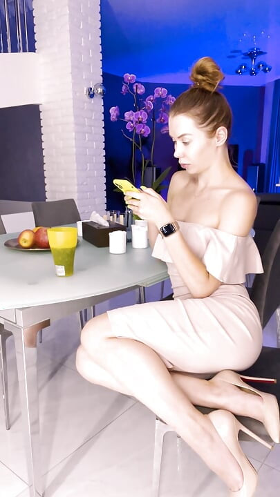 FUCKED HER PUSSY HARD ON THE TABLE IN HER NEW DRESS