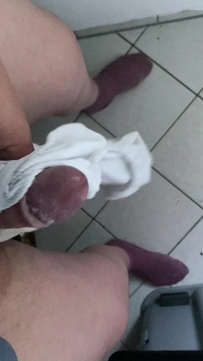 Wet cock in White Brief wank