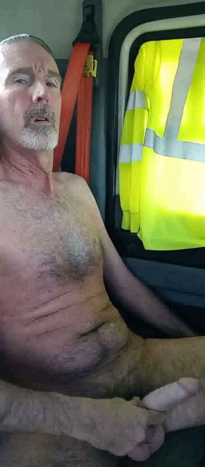 risky naked cum in truck side of road | Clip 2
