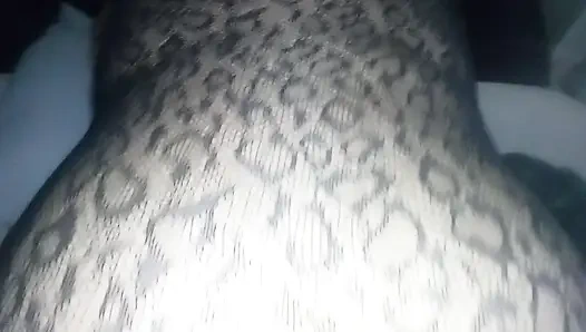 PAWG in fishnet takes backshots