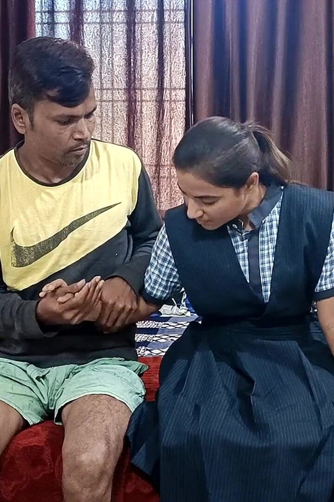 Beautiful 18 Year Old Indian Girl in College Outfits Seducing Her Teacher Sucking Him off