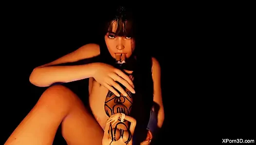 Futa-riesin benutzt mädchen als sextoy, riesige futanari-dominanz