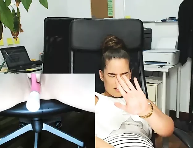 Secretary masturbating in her office while others working