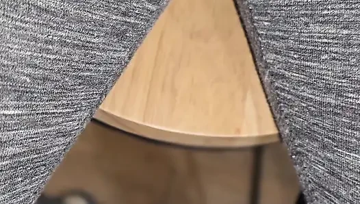 Gray leggings sitting on stool