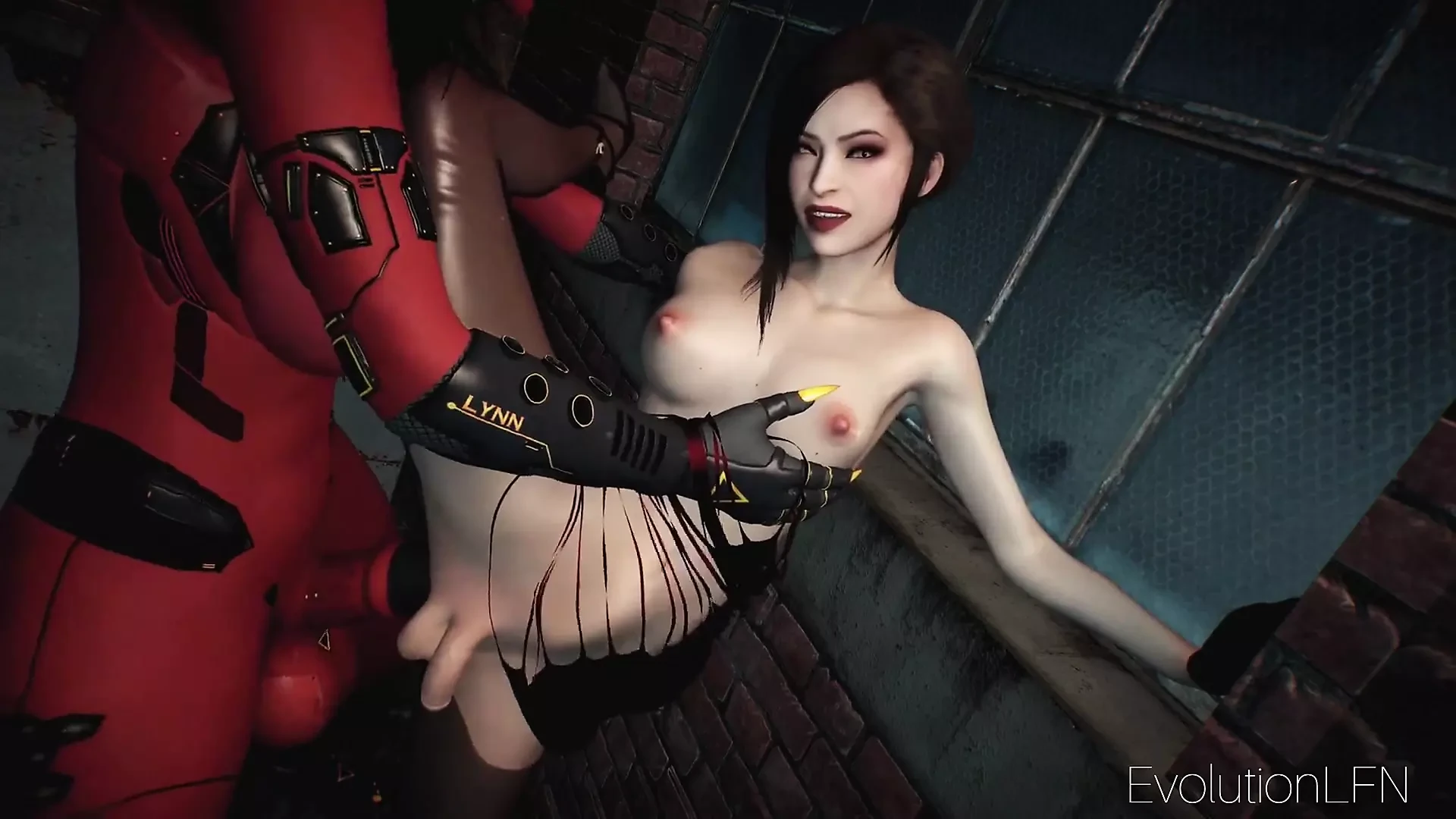 Ada Wong dikongkek dubur oleh futa demongirl besar