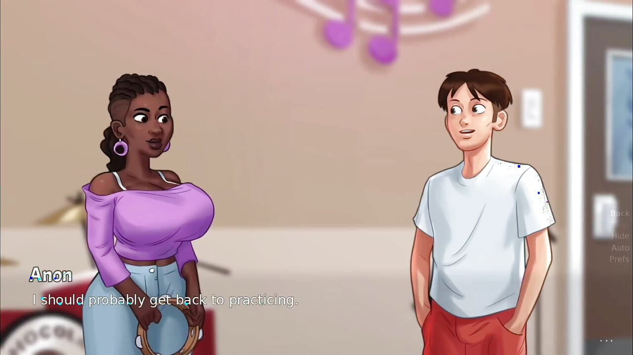 Anon beat out the rhythm from a pair of big black boobs - summer time saga