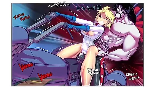 Power Girl X Lobo - super babe rides BIG FAT HOG